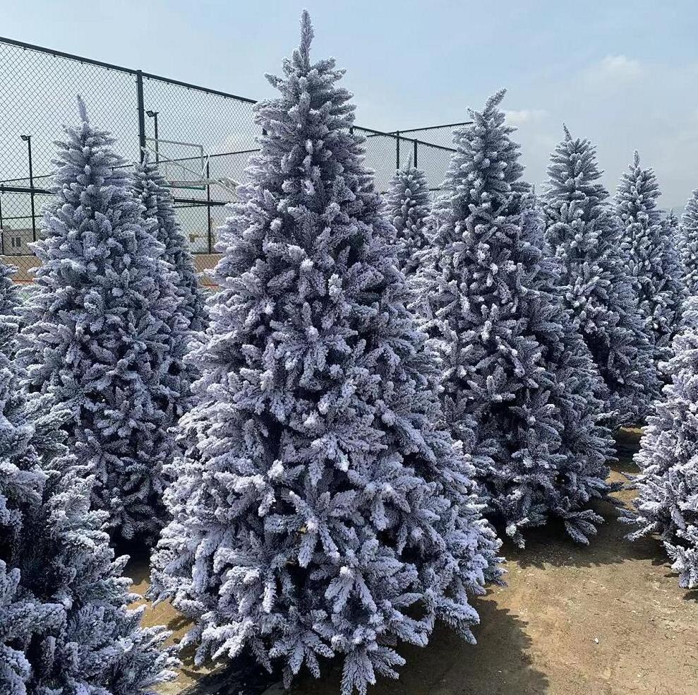 Factory Price 6ft 7ft 7.5ft 10ft Snow Flocked Christmas Tree Artificial PVC and PE Christmas Tree