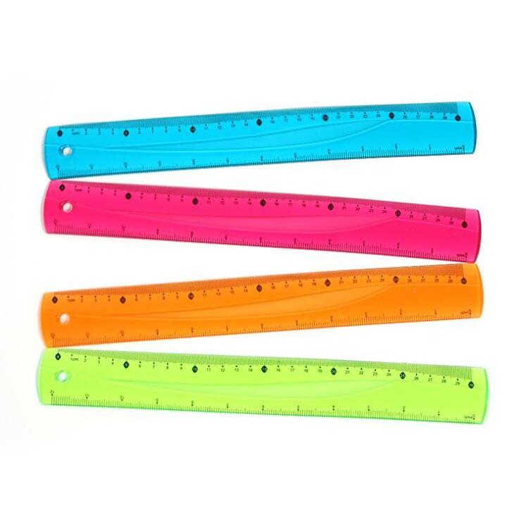 Measuring Tool Stationery Transparent Colorful Fashion Students 30CM Soft Flexible Straight PVC Ruler