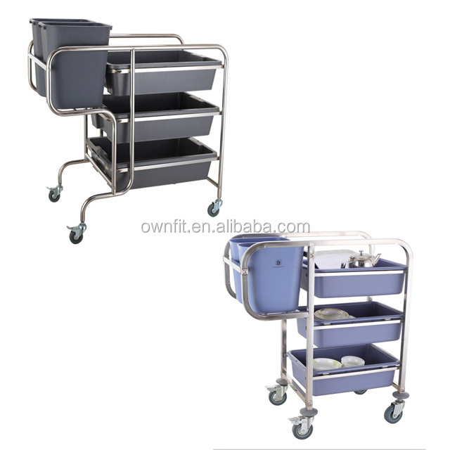 Wholesale Stainless Steel Housekeeping Cart Dish Collection Trolley for Hotel Restaurant