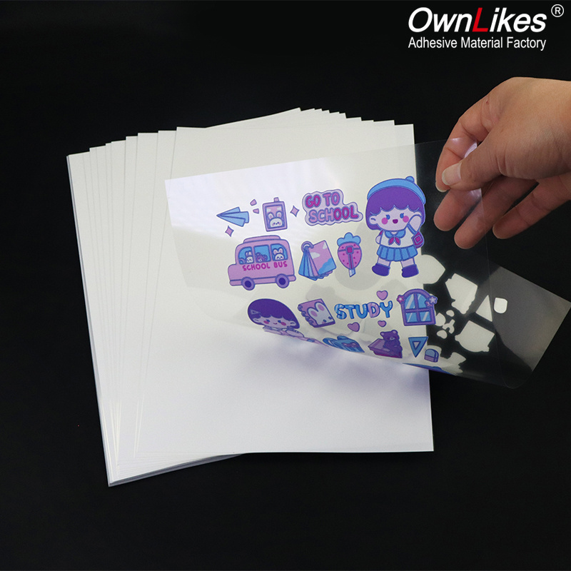 Full Sheet A4 Waterproof Inkjet Stickers Printable Clear Self-Adhesive Vinyl Label Paper with Clear Backing Custom Sticker Use