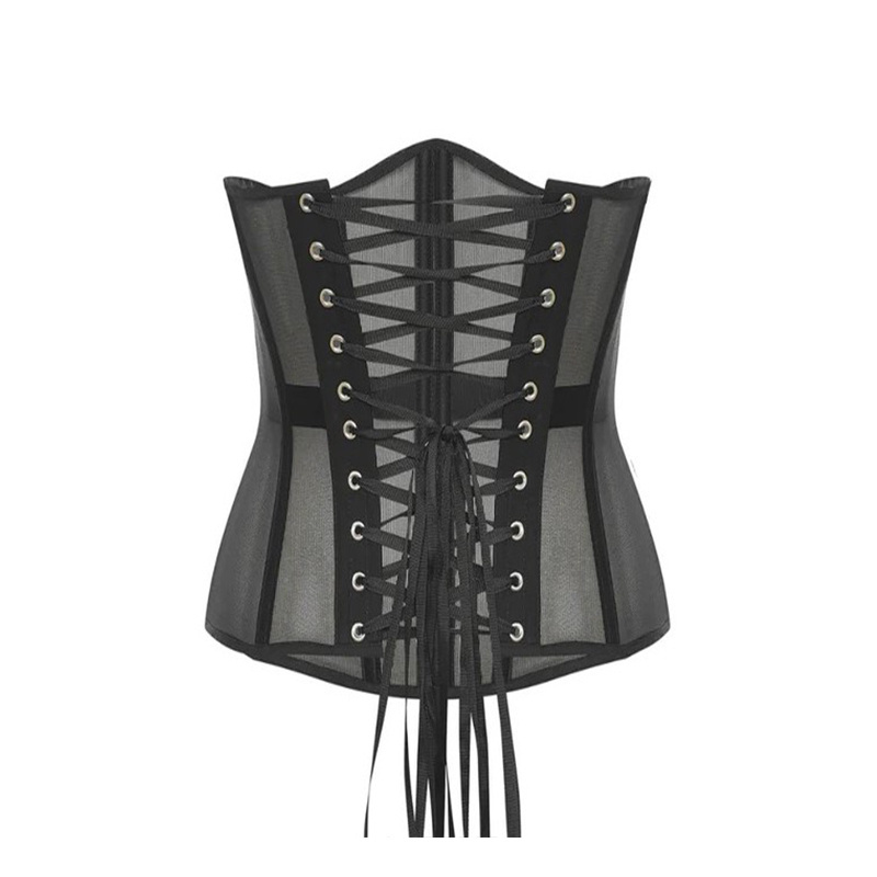 Stylish Slim Fit Waist Corset Wrap Back Strap Adjusting Rubber Bone To Make French With Gauze Top Women Thin Breathable Corset