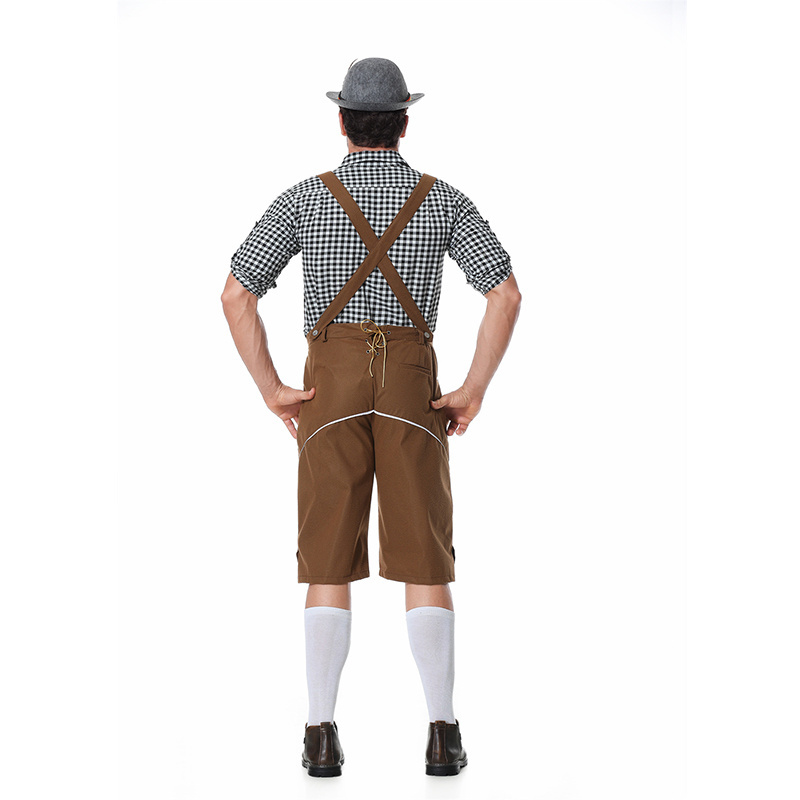 The New Adult Halloween Costume Men Oktoberfest Men's Suspenders Plaid Beer Suit Male Servant Sexy Cosplay Maid Costume