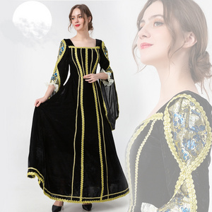 Halloween Europe Medieval Court Dress Witch Costume Cosplay Halloween Stage Performance Dress Costume