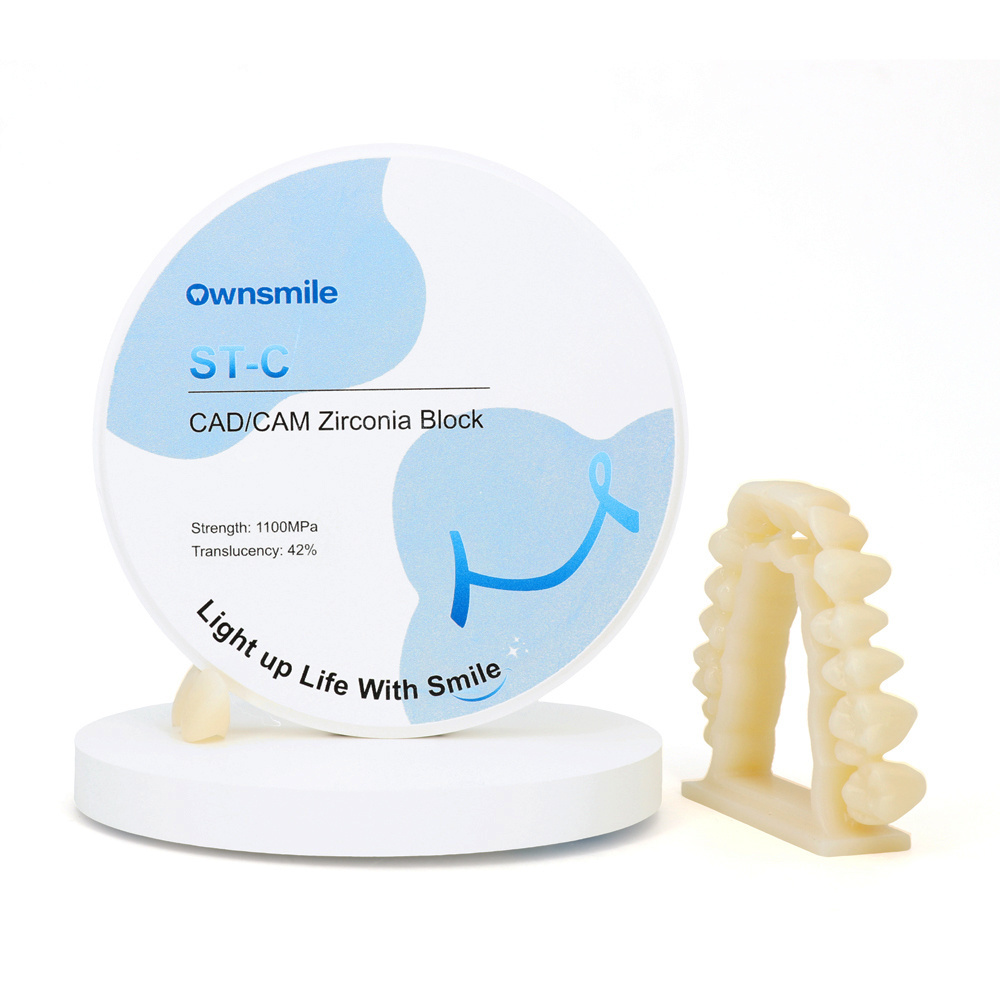 Ownsmile ST Preshaded Zirconium Blank 98mm False Teeth Materials for Dental Lab CAD CAM System Dental Zirconia Block Disc