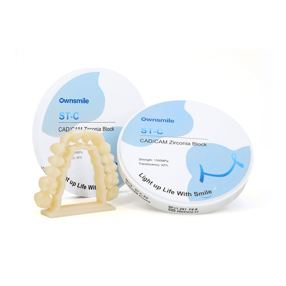 Ownsmile ST Preshaded Zirconium Blank 98mm False Teeth Materials for Dental Lab CAD CAM System Dental Zirconia Block Disc