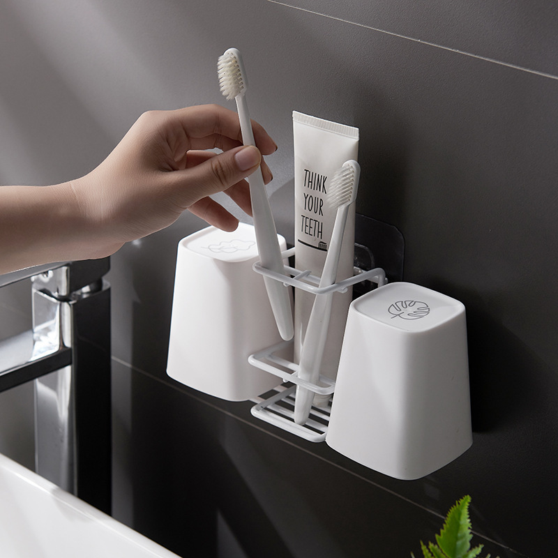 OWNSWING Metal creative toothbrush rack suction wall bathroom toothpaste rack bathroom shelves