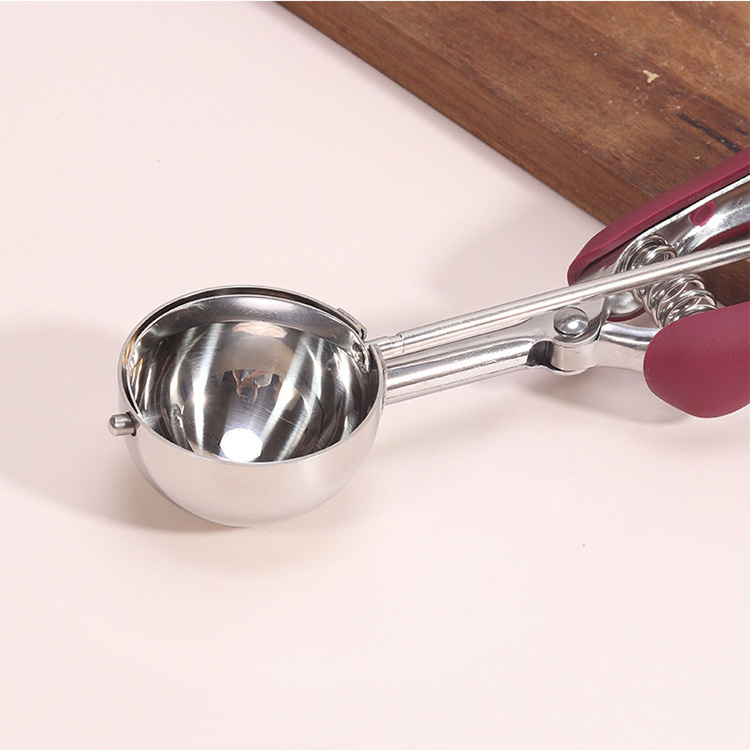 Ice Cream Scoop Stainless Steel With Trigger Cookie Scoop Spoon Frozen Cooking Tools Ice Cream Decorating Tool