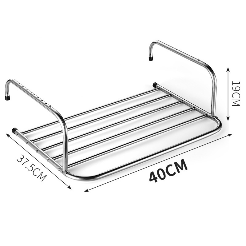 OWNSWING Balcony Multifunctional Hanger Shoe Rack Drying Shoes Towel Clothes Hanger Window Guardrail Stainless Steel Storage