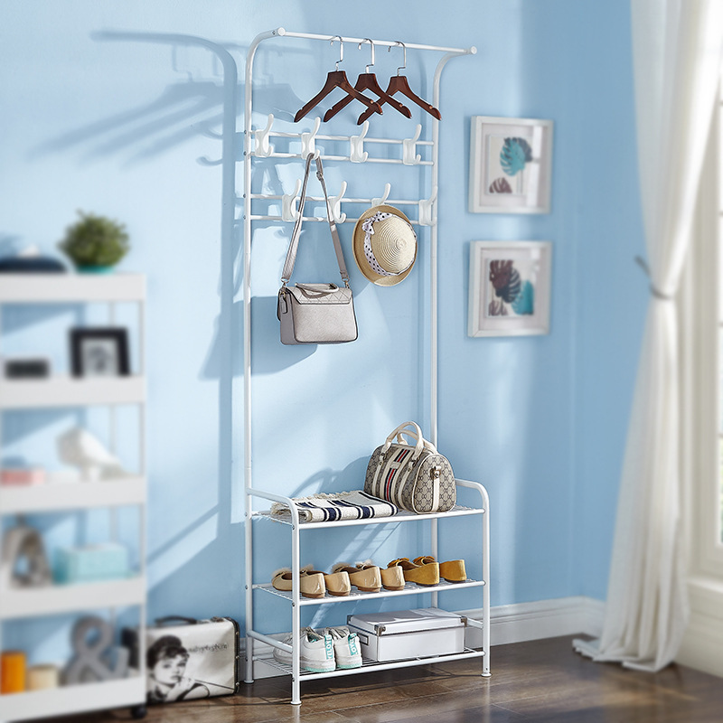 OWNSWING Clothes Shoe Rack Integrated Combination Household Shoes Hat Holder Bedroom Living Room Hanging Clothes Shoe Rack