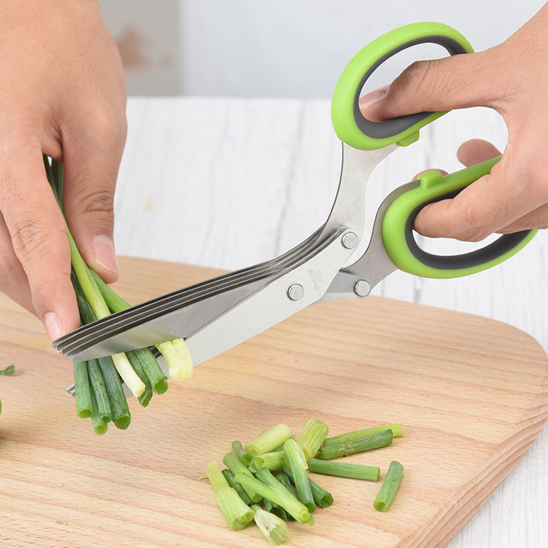 Kitchen Scissors Paper Food Green Onion Basil Kitchen Shears 5 Blades Cutting Shredded Kitchen Gadgets Herb Scissors