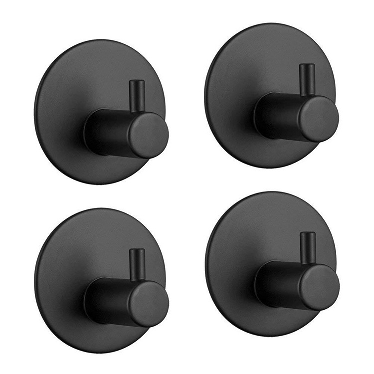 Black Robe Hook Wall Towel Hook for Bathroom Stainless Steel Coat Hanger Rustproof Hook Hanger for Kitchen Hardware