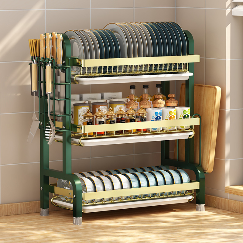 New style 2-Tier 3 Tier dish rack kitchen organizer shelf dish drying drainer rack