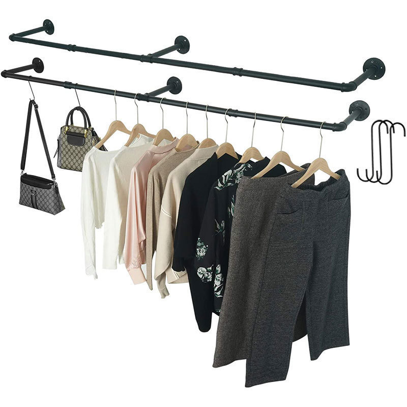 OWNSWING Industrial Pipe Clothing Rack Multi-Purpose Hanging Rod for Closet Storage Wall-mounted Hanging Display Rack