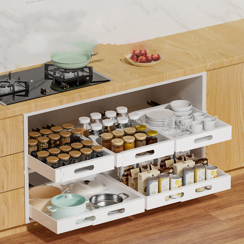 OWNSWING New Arrival Home Kitchen Cabinet Pull Out Drawers Expandable Slide Out Drawer Organizer Storage Shelf