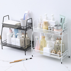 Bathroom Countertop Organizer Shelf 2 Tier Counter Spice Rack Metal Makeup Rack Small Perfume Organizer for Sink Bathro