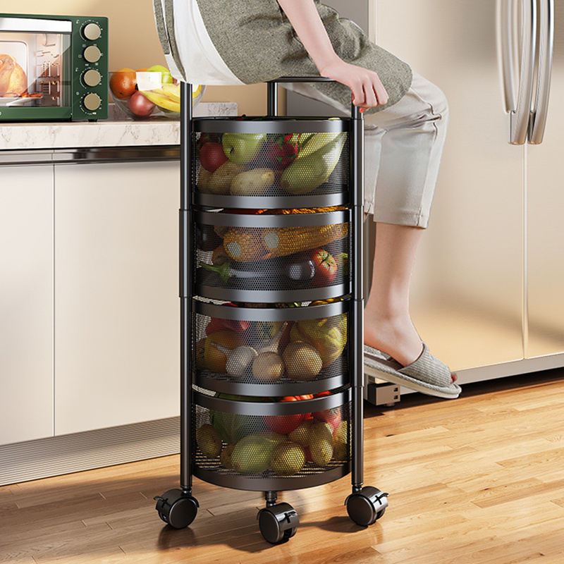 OWNSWING Kitchen Holders Vegetable Shelving Floor Multi-Layer Vegetable Basket Round Fruits Rotating Storage Rack Basket