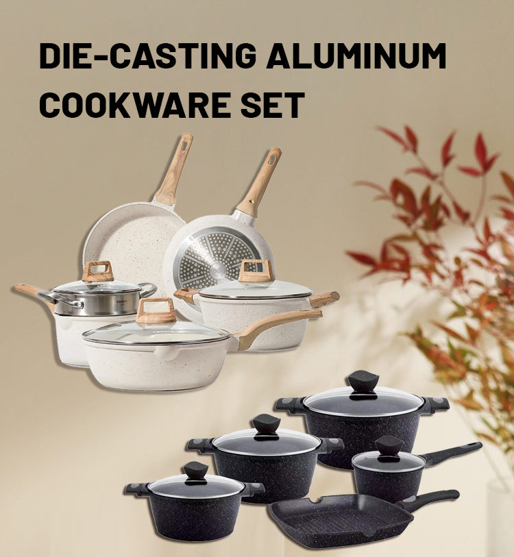 Pots and Pans Set Nonstick Ceramic Cookware Sets Healthy Non Stick Induction Cookware Kitchen Granite Cooking Set Frying Pan