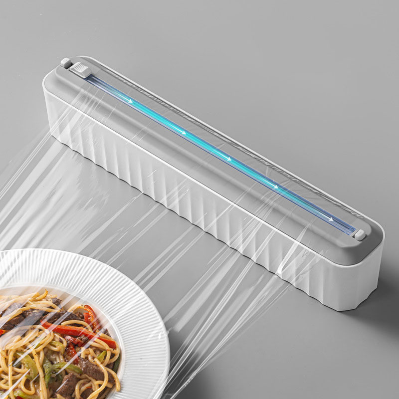 Kitchen Wall Mount Reusable Cling Film Aluminum Foil Storage Box Plastic Wrap Dispenser With Slide Cutter For Food