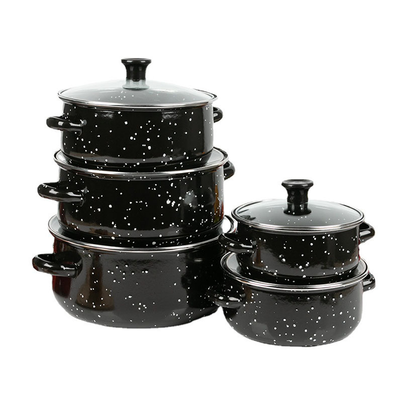 OWNSWING Non stick Enamel Cooking Pots Set Casserole Enamel Coating Kitchen Cookware Set