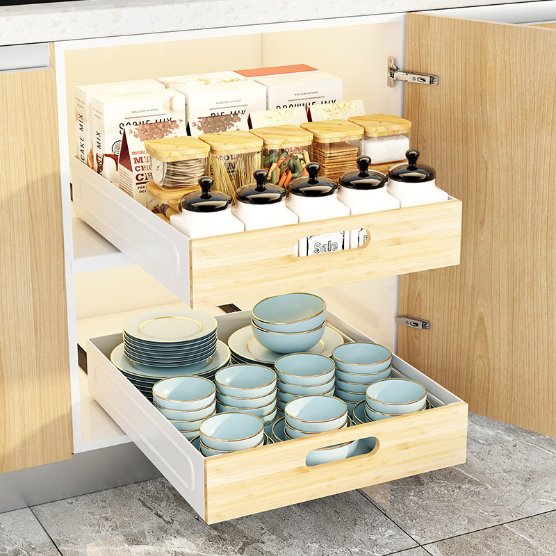 Kitchen Cabinet Pull-out Storage Rack Multifunctional Dish Storage Organizer Shelf Under Sink Kitchen Accessories Organizer