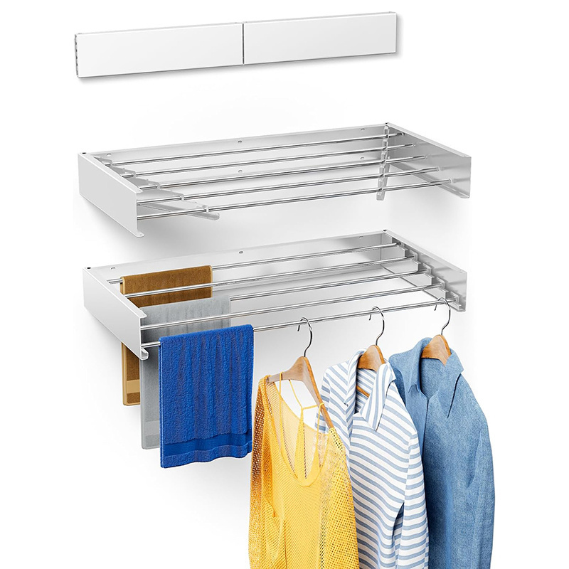 OWNSWING Retractable Laundry Drying Rack Clothes Drying Rack Foldable Clothes Airer Coat Rail Space Saving Dryer