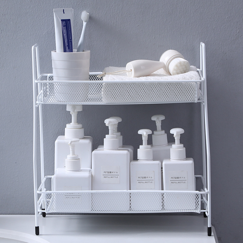 Bathroom Countertop Organizer Shelf 2 Tier Counter Spice Rack Metal Makeup Rack Small Perfume Organizer for Sink Bathro