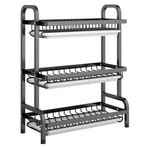 Kitchen 2-Tier 3 Tier Metal Over The Sink Shelf Cutting Board Cutlery Holder Dish Drying Drainer Rack