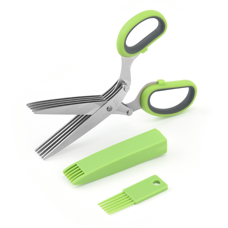 Kitchen Scissors Paper Food Green Onion Basil Kitchen Shears 5 Blades Cutting Shredded Kitchen Gadgets Herb Scissors