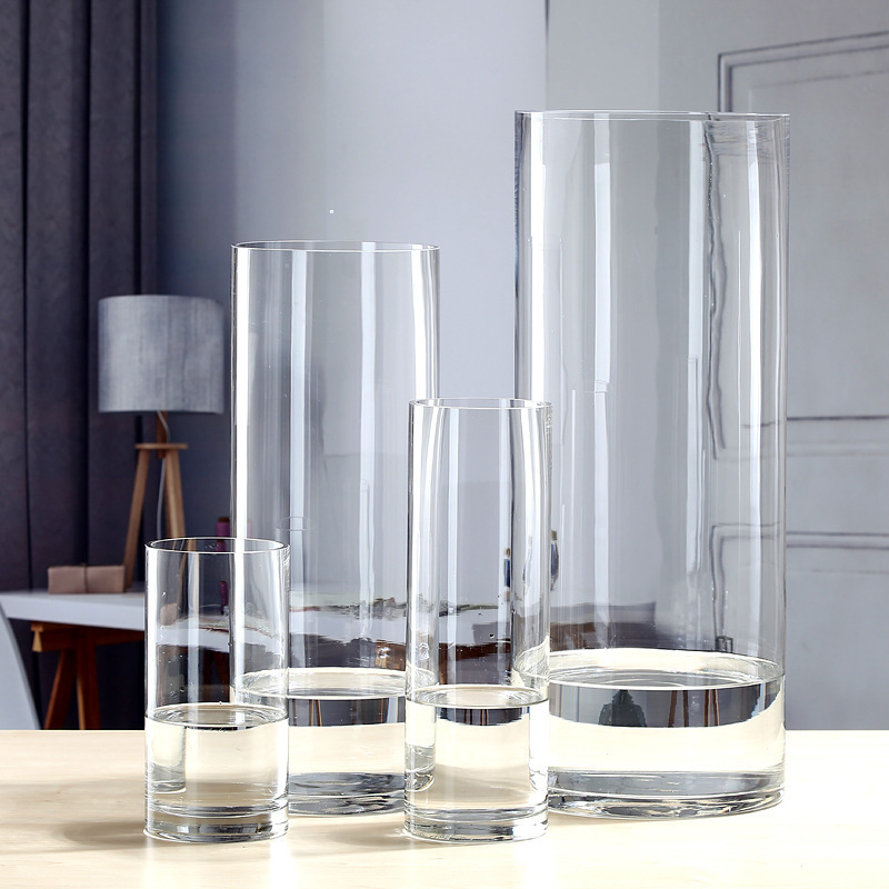 Clear Tall Cylinder Glass Floor Vase For Home Decor Crystal Vases For Flower