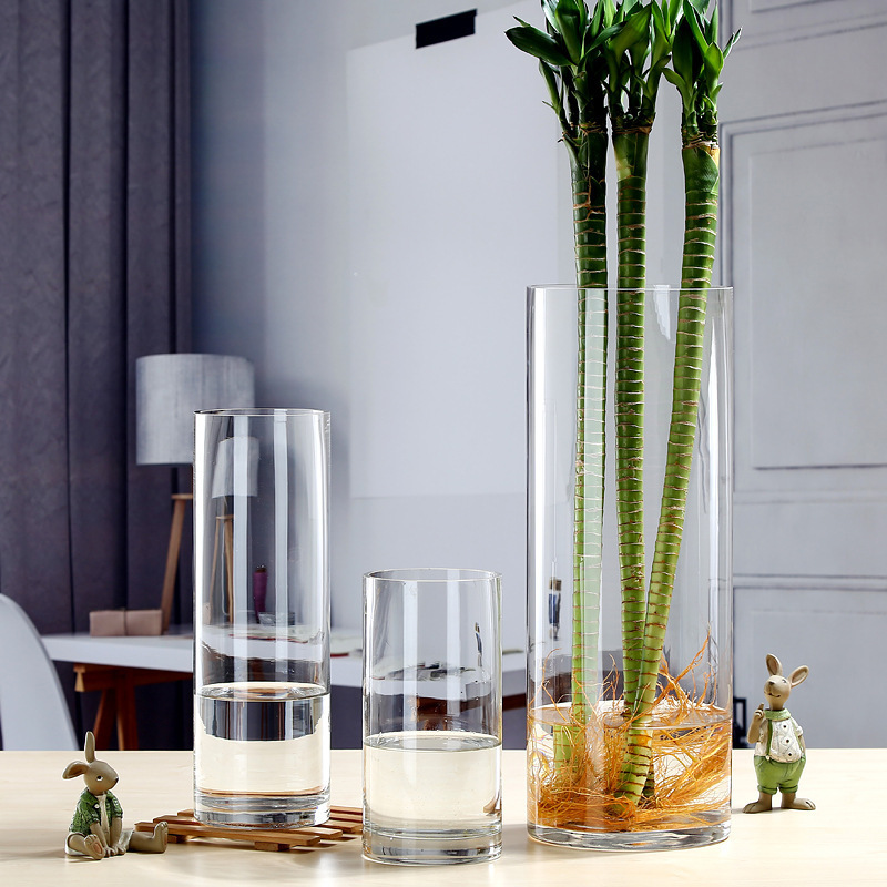 Clear Tall Cylinder Glass Floor Vase For Home Decor Crystal Vases For Flower