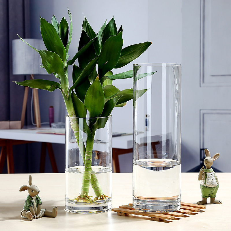 Clear Tall Cylinder Glass Floor Vase For Home Decor Crystal Vases For Flower