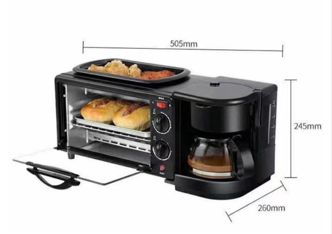 Multi functional household three in one breakfast machine coffee machine bread machine intelligent timed baking electric oven