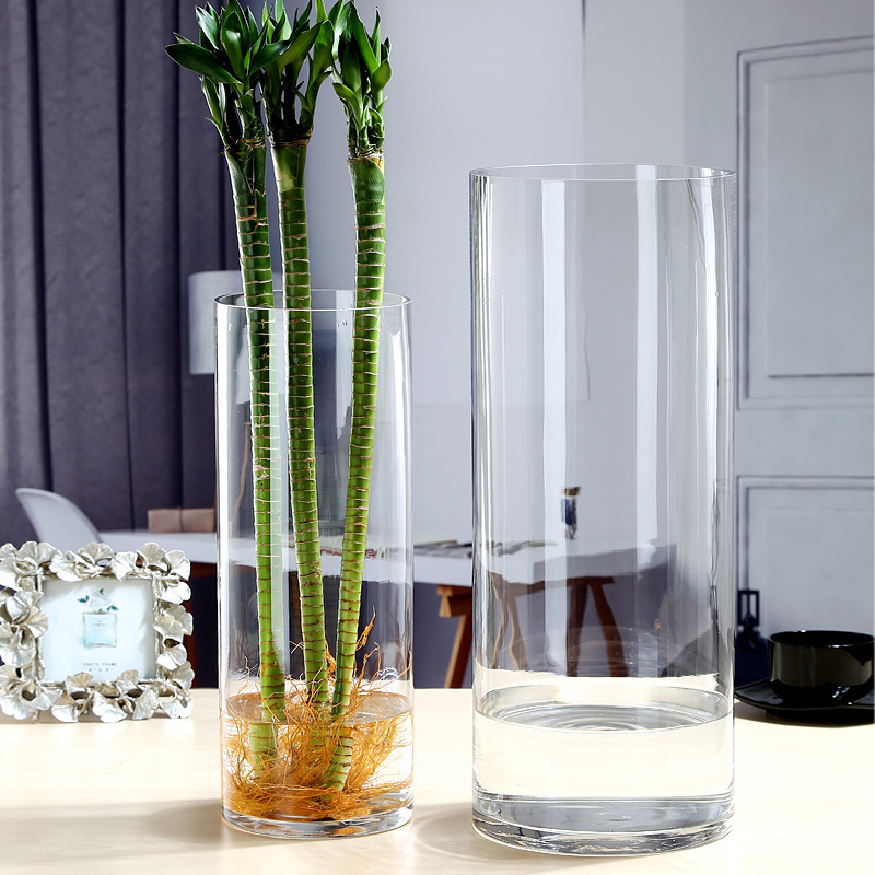 Clear Tall Cylinder Glass Floor Vase For Home Decor Crystal Vases For Flower