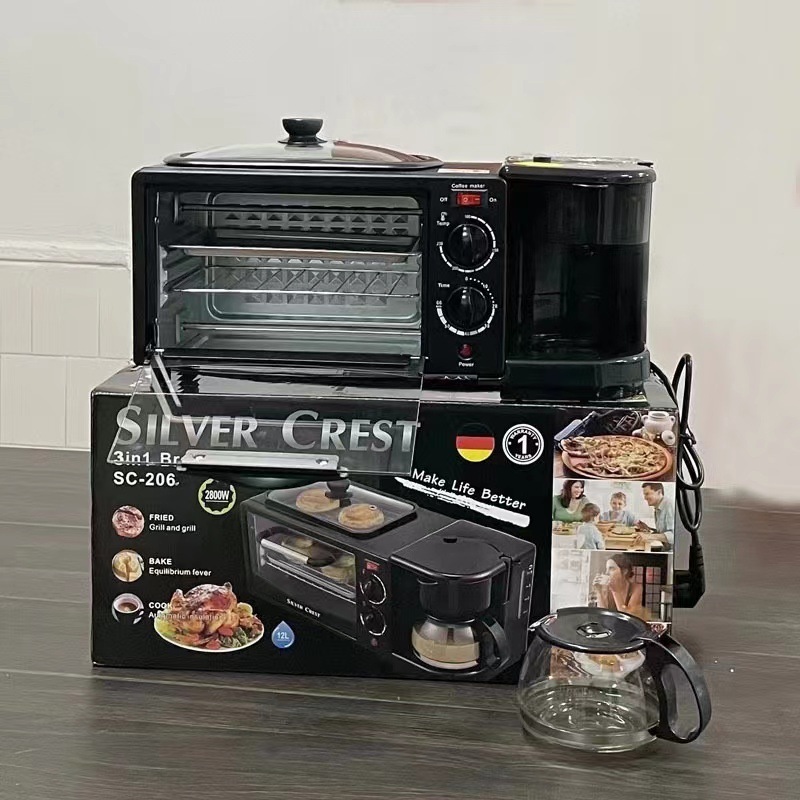 OWNSWING High Quality Breakfast Machine Three in One Home Coffee BBQ Bread Machine Mini Oven