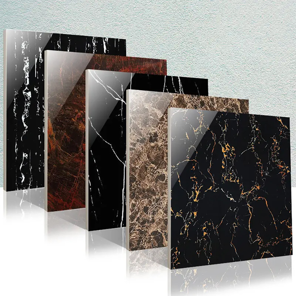 Cheap Verified Black Marble Full Glazed Ceramic Porcelain Tiles Floor 60x60 80x80 Glossy Marble Floor Tiles Polished