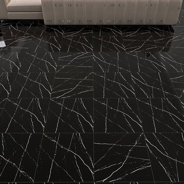 Cheap Verified Black Marble Full Glazed Ceramic Porcelain Tiles Floor 60x60 80x80 Glossy Marble Floor Tiles Polished