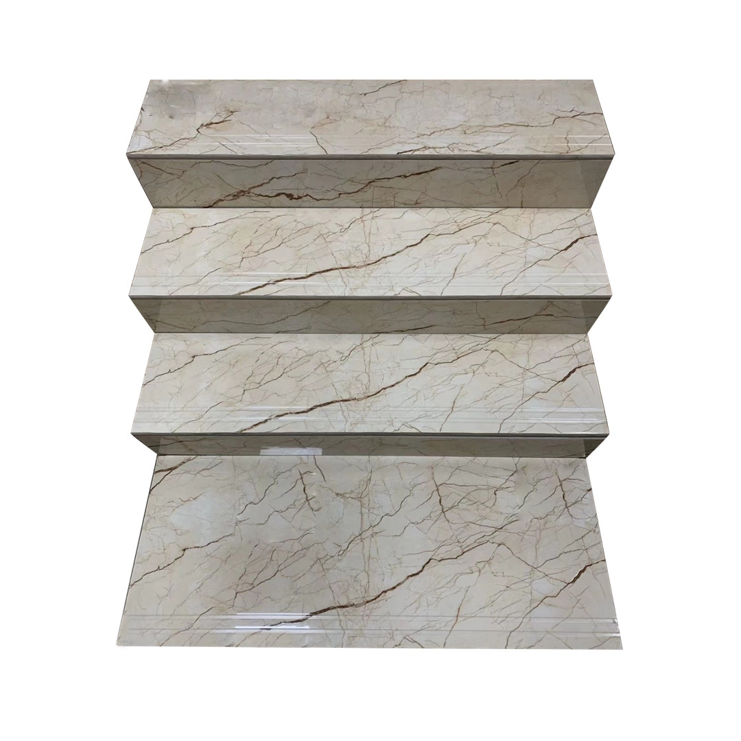 Yellow Floor Porcelain Groove Non Slip Stairs Tiles Marble