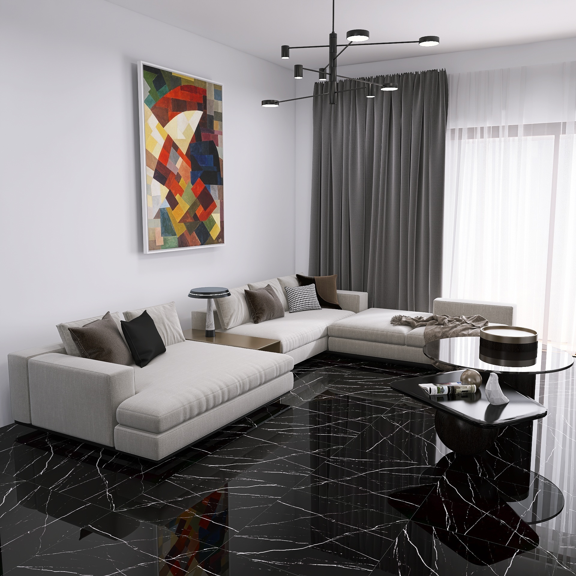 600x600mm Black White Marble Porcelain Tiles Natural Marble Polished Wall And Floor Tile