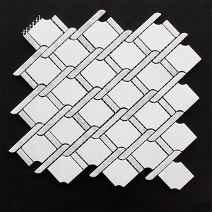 Hexagon Shaped Wall And Kitchen Decoration Marble Mosaic Tiles Natural Carrara Bianco White Interior Wall Marble Mosaic