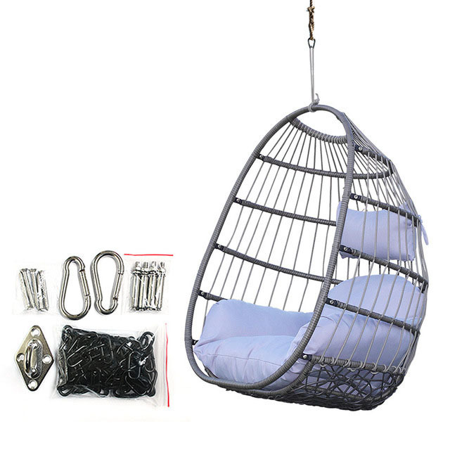 outdoor folding rattan swing chair detachable hanging chair with cushion