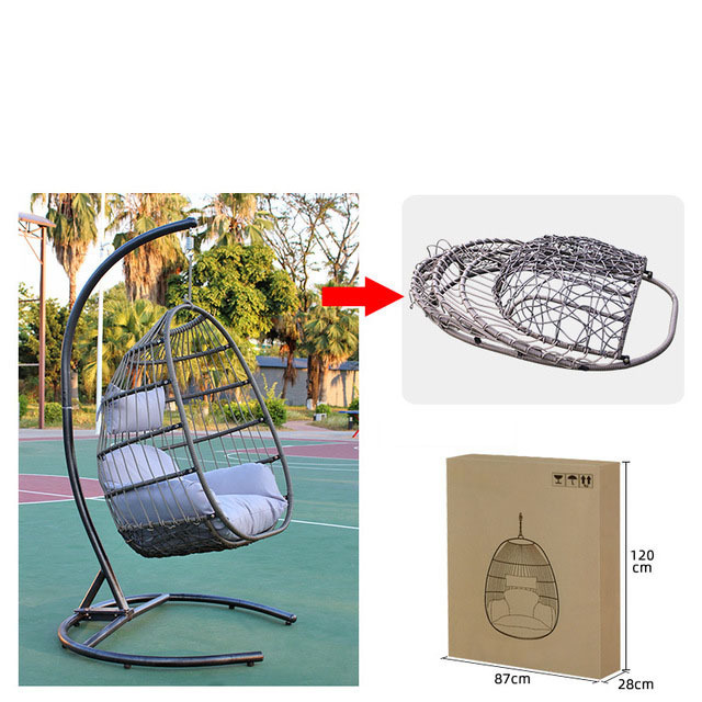 outdoor folding rattan swing chair detachable hanging chair with cushion