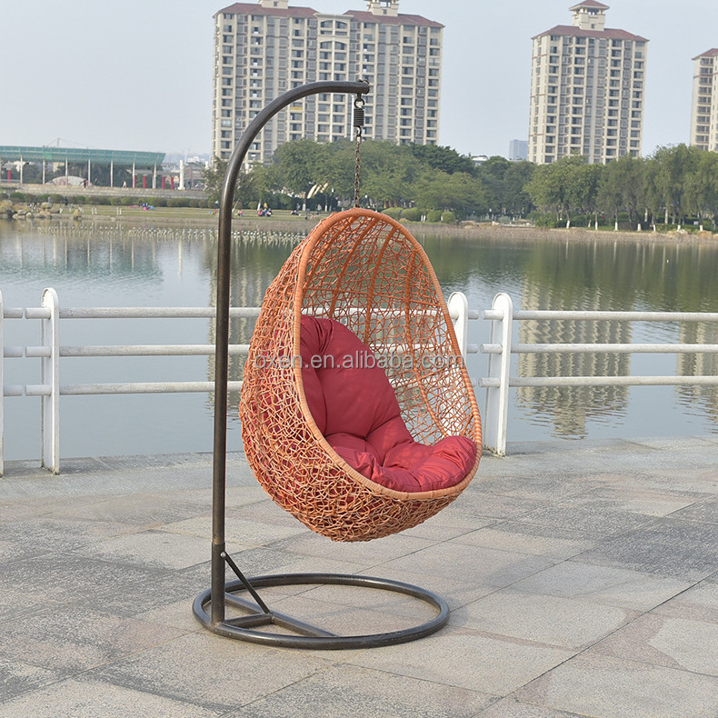 high quality garden balcony outdoor hanging egg shaped rattan wicker swing chair