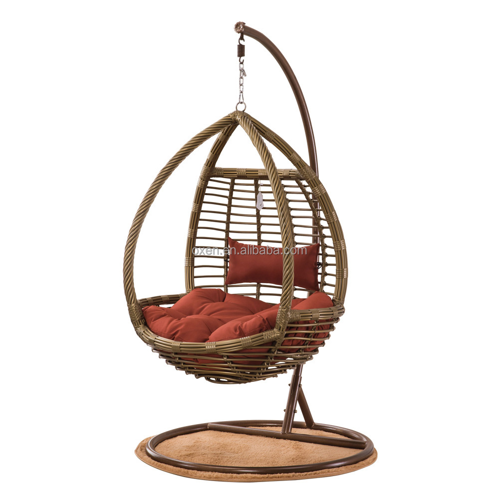 high quality garden balcony outdoor hanging egg shaped rattan wicker swing chair