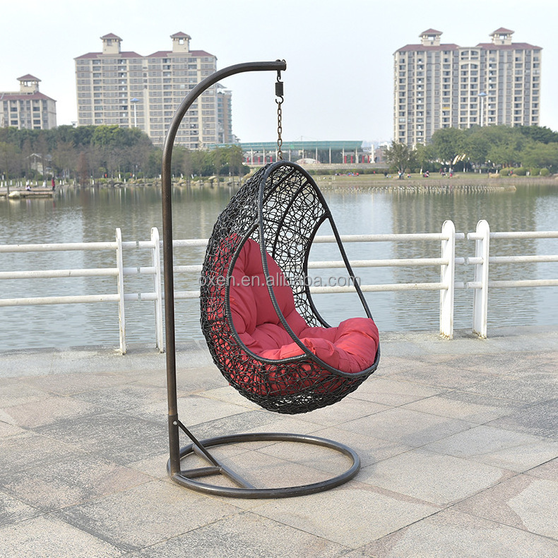 high quality garden balcony outdoor hanging egg shaped rattan wicker swing chair