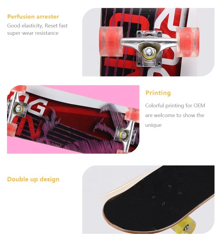 4 Wheels Colorful Printing Maplewood Deck Longboard Custom Skateboard