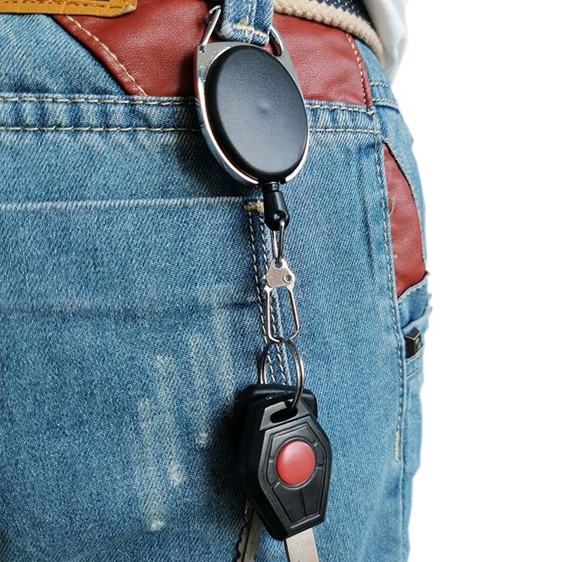 1Pcs/lot Fly Fishing Tackle Boxes Retractor Tools Badge Holder Retractable Key Chain Key Ring Reel Carabiners Clip Nylon Cord