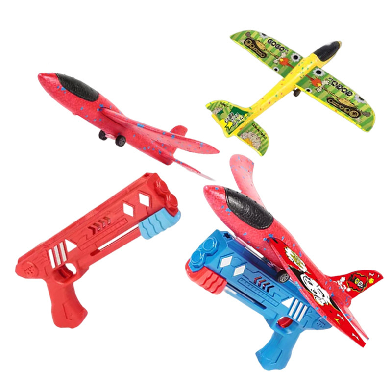 Foam Plane 10M Launcher Catapult Glider Airplane Gun Toy Children Outdoor Game Bubble Model Shooting Fly Roundabout Toys