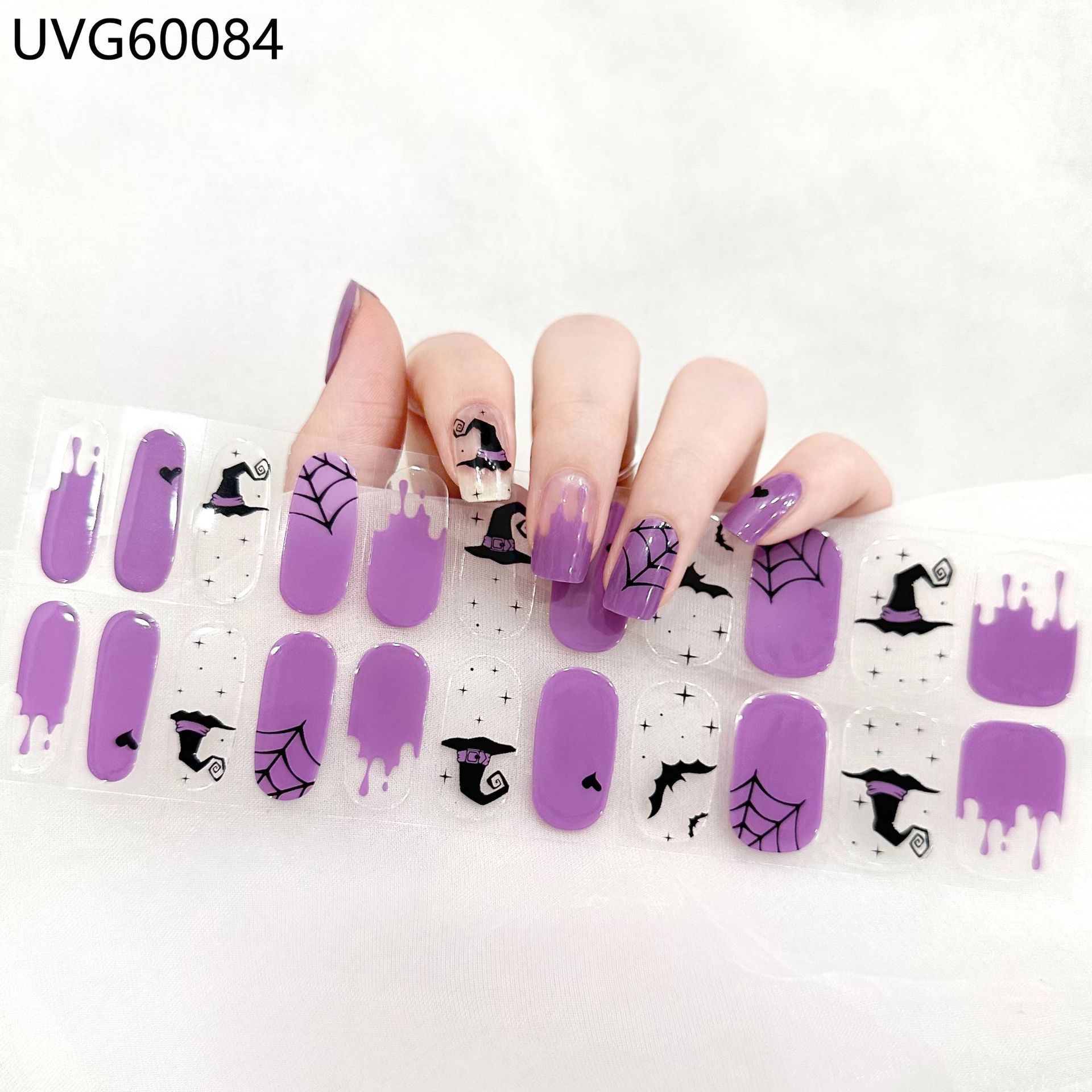 2024 Hot Sale Gel Nail Decoration Waterproof Wraps Self Adhesive Nail Wraps Gel Polish Semi-Cured Nail Stickers Art Korea