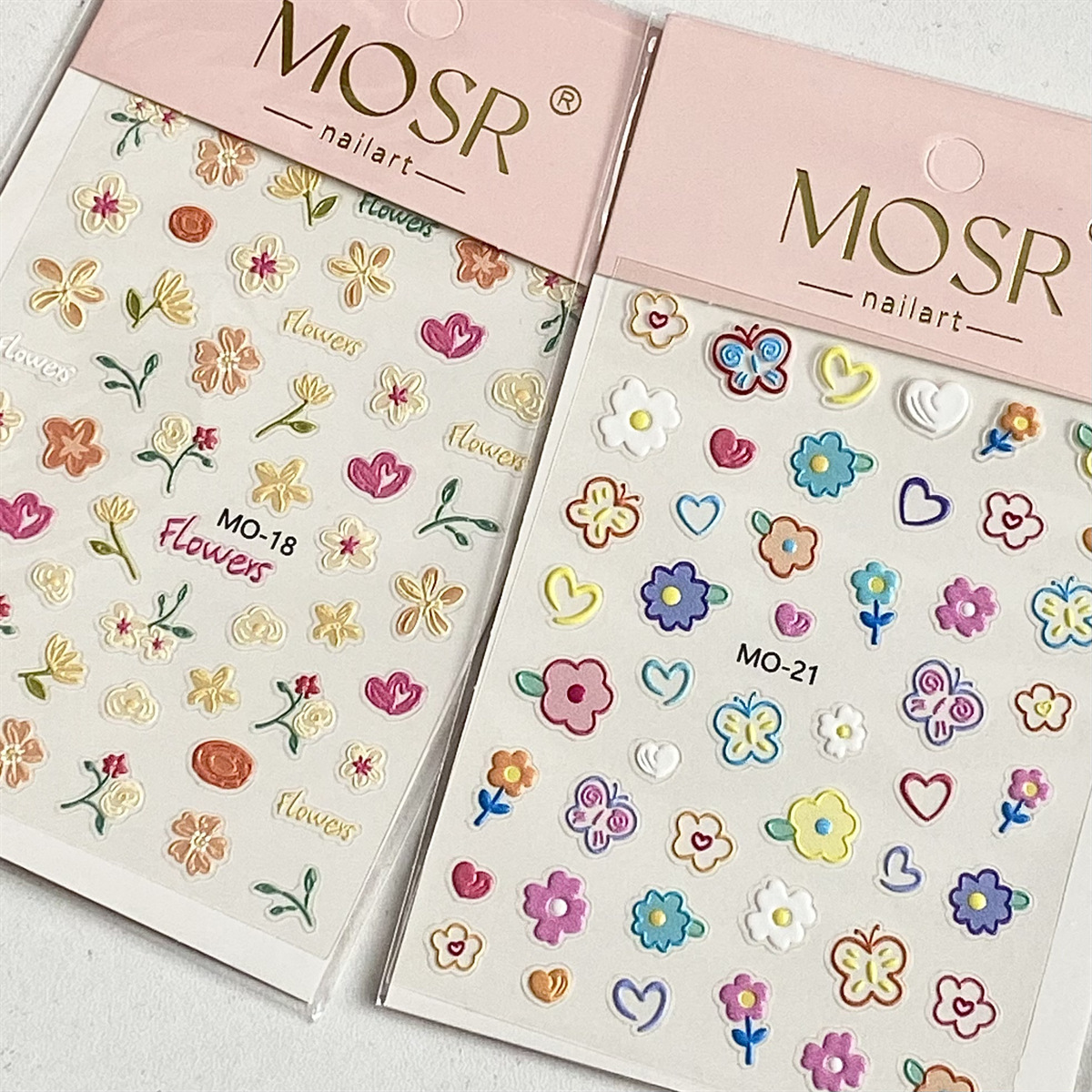 New Arrival Self Adhesive 3D Nail Gel Sticker Emboss Cartoon Flowers Heart Rabbit Shape Colorful Nail Art Decorations