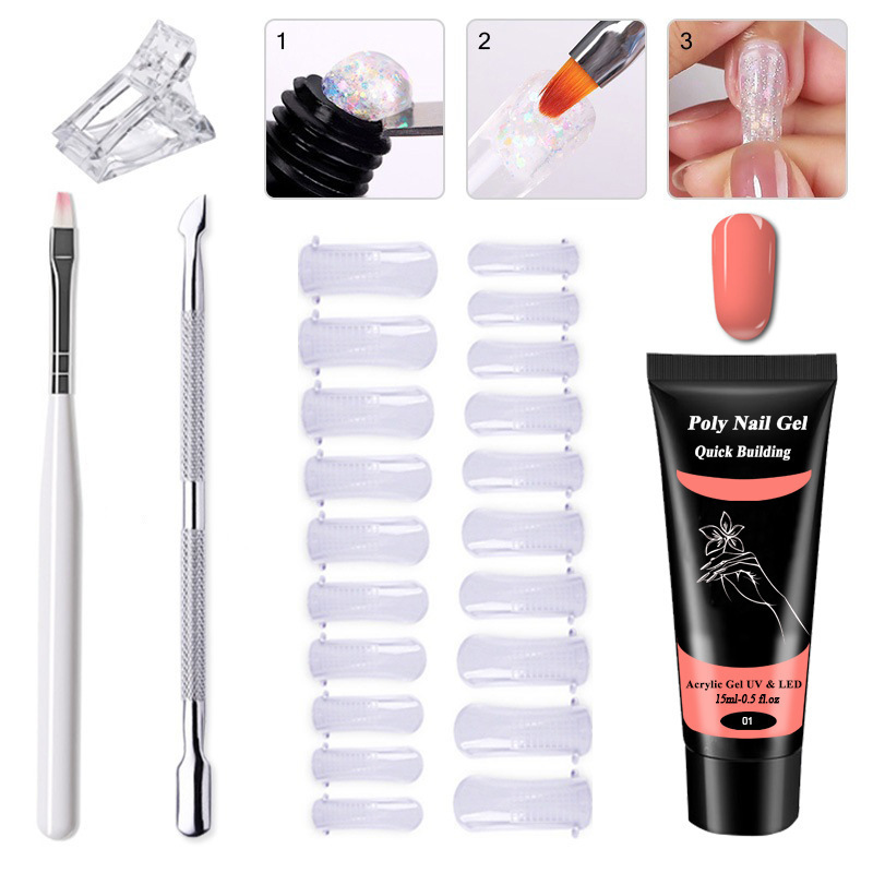 Cheap Wholesale Price Poly Gel Nail Set Extension Starter Kit Poly Nail Gel Kit Solid Builder Acrylic Extension UV Gel